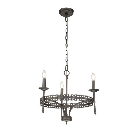 Crown 3 Light Chandelier - Iron Gate