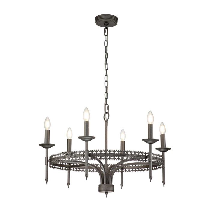Crown 6 Light Chandelier - Iron Gate