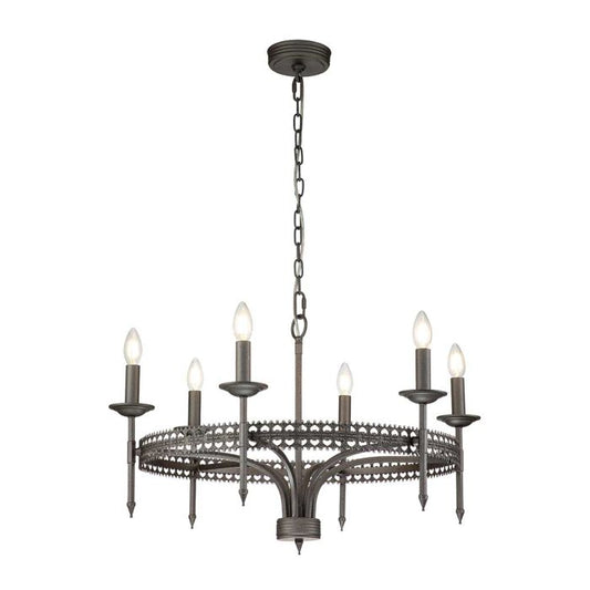 Crown 6 Light Chandelier - Iron Gate