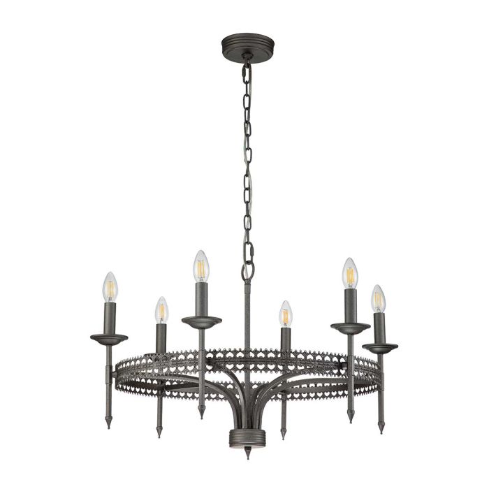 Crown 6 Light Chandelier - Iron Gate
