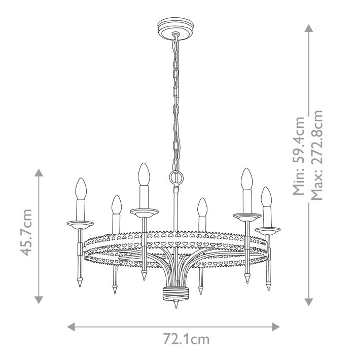 Crown 6 Light Chandelier - Iron Gate