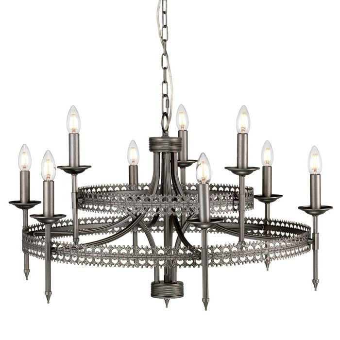 Crown 9 Light Chandelier - Iron Gate