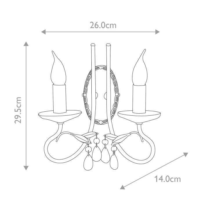 Christina 2 Light Wall Light - Silver / Gold Patina