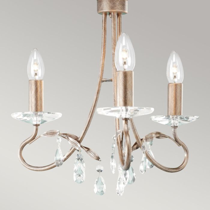 Christina 3 Light Chandelier - Silver / Gold Patina