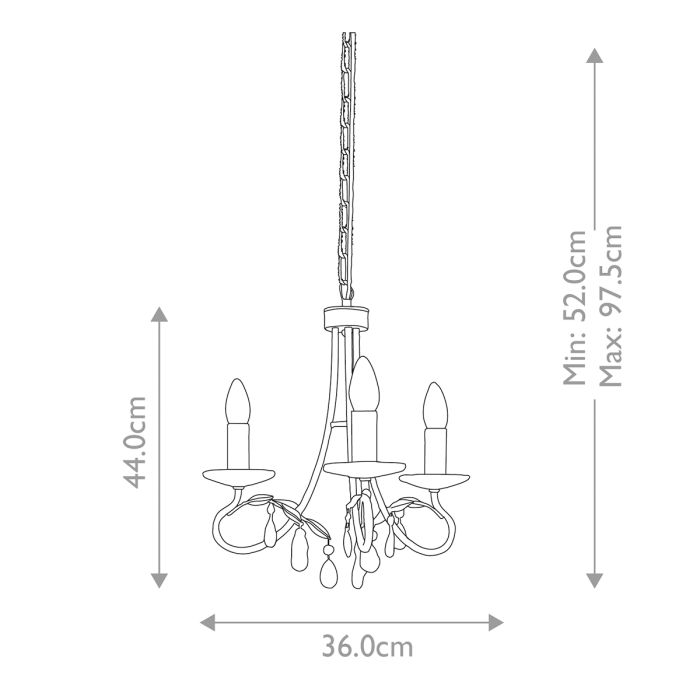 Christina 3 Light Chandelier - Silver / Gold Patina