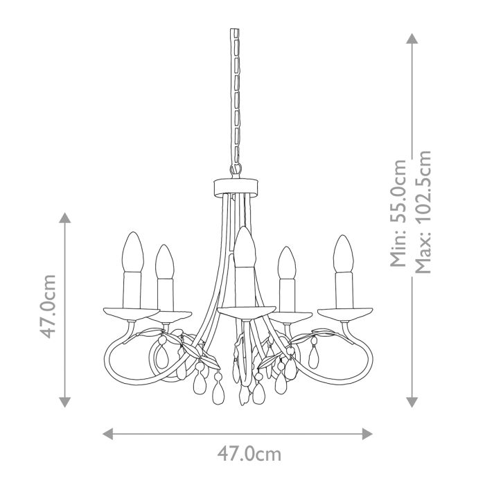 Christina 5 Light Chandelier - Silver / Gold Patina
