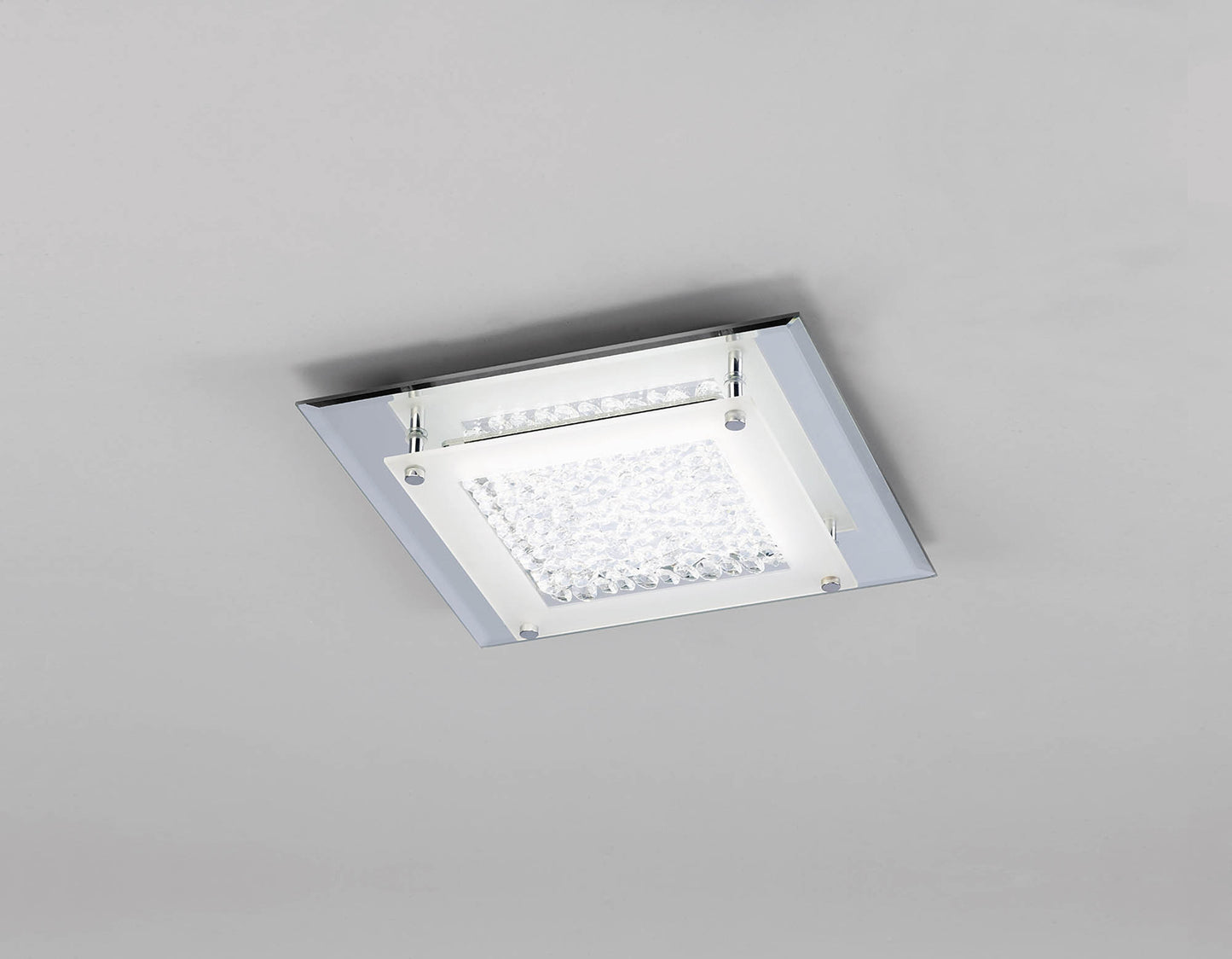 Cristal Flush Light 28cm Square 12W LED 4000K, 1200lm, Polished Chrome / Cristal, 3yrs Warranty by Mantra