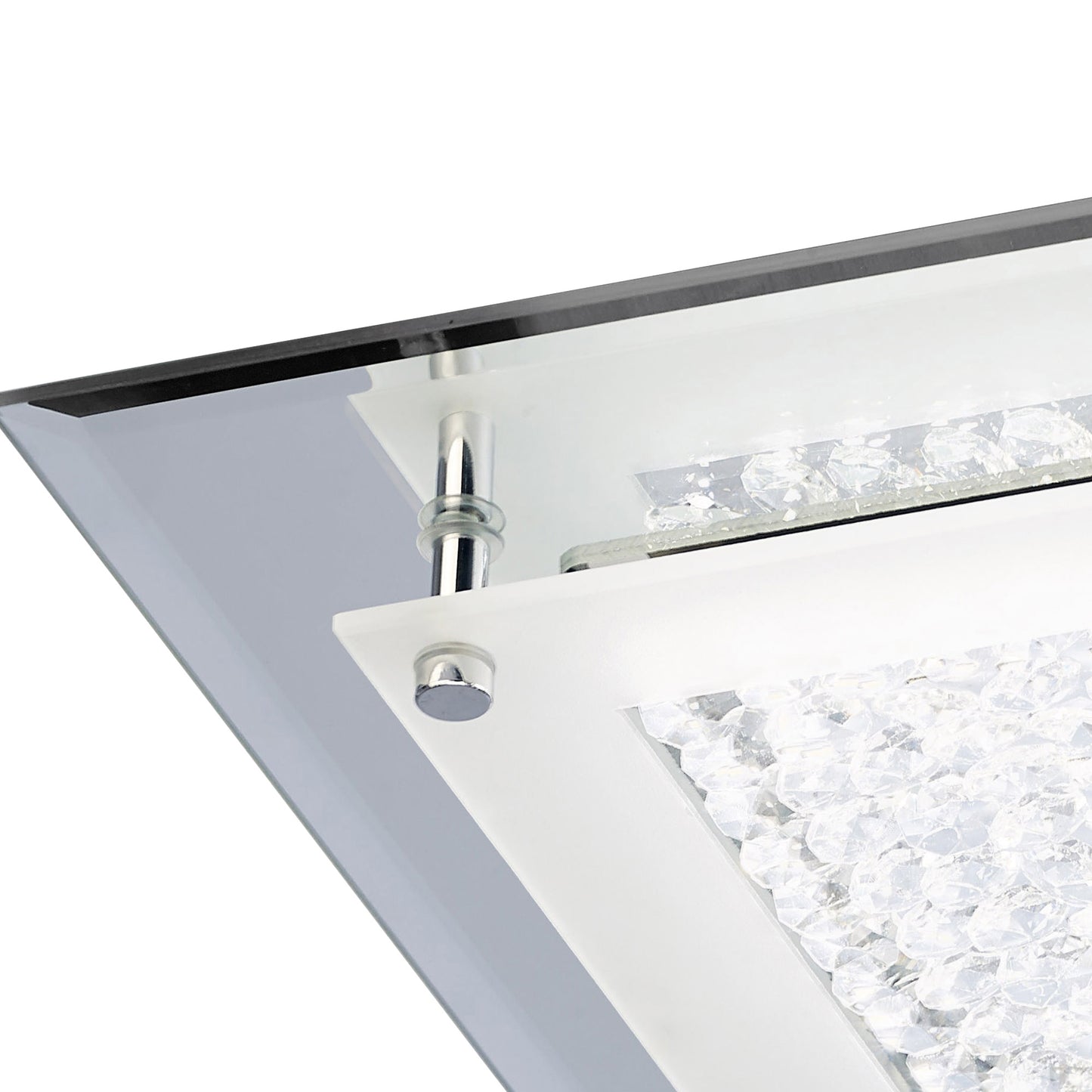 Cristal Flush Light 28cm Square 12W LED 4000K, 1200lm, Polished Chrome / Cristal, 3yrs Warranty by Mantra