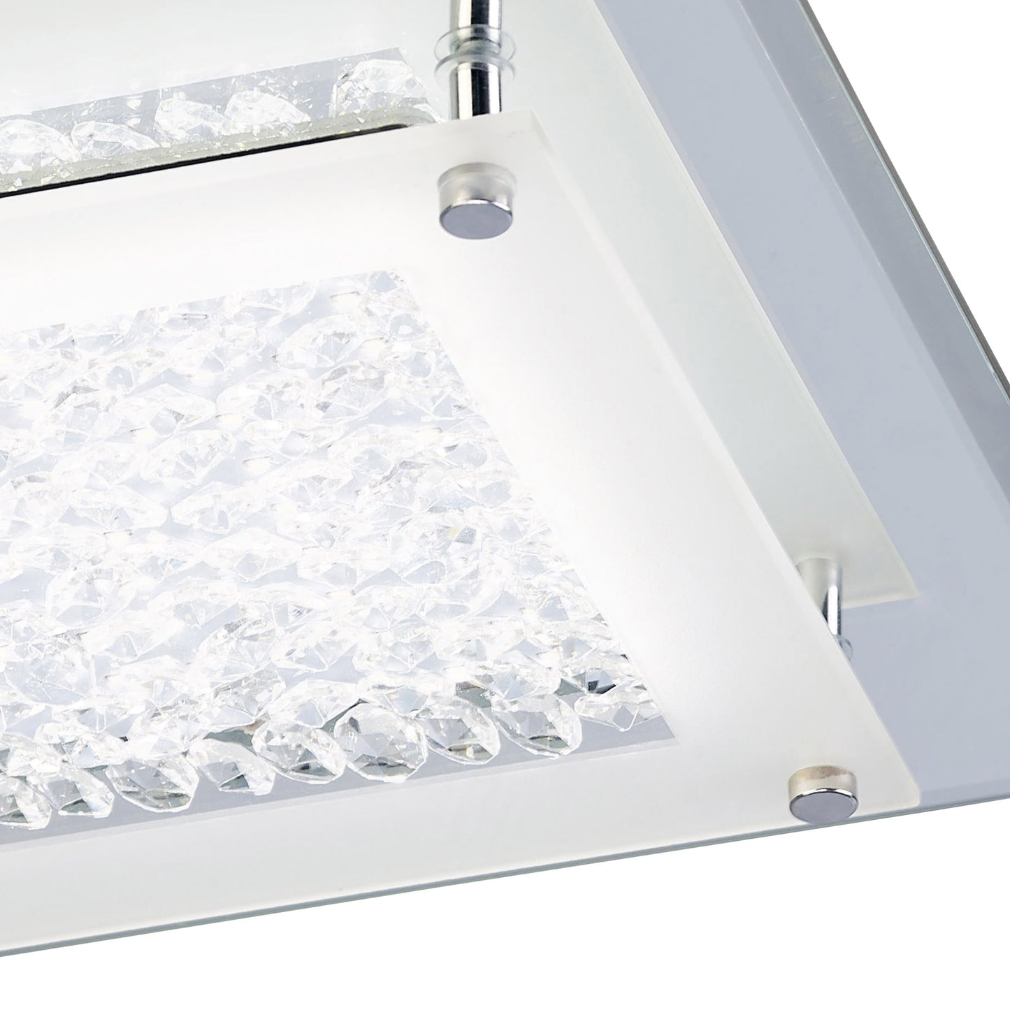 Cristal Flush Light 28cm Square 12W LED 4000K, 1200lm, Polished Chrome / Cristal, 3yrs Warranty by Mantra