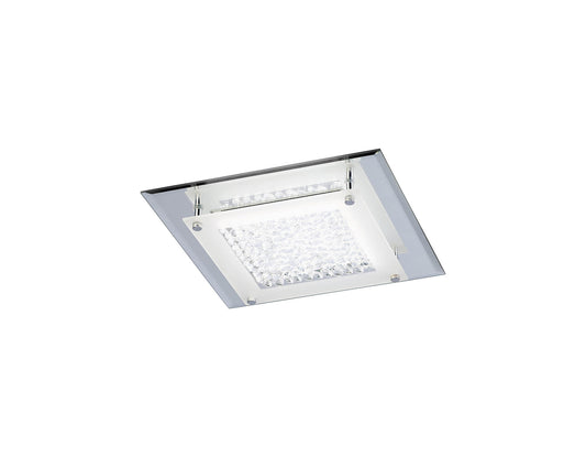 Cristal Flush Light 28cm Square 12W LED 4000K, 1200lm, Polished Chrome / Cristal, 3yrs Warranty by Mantra