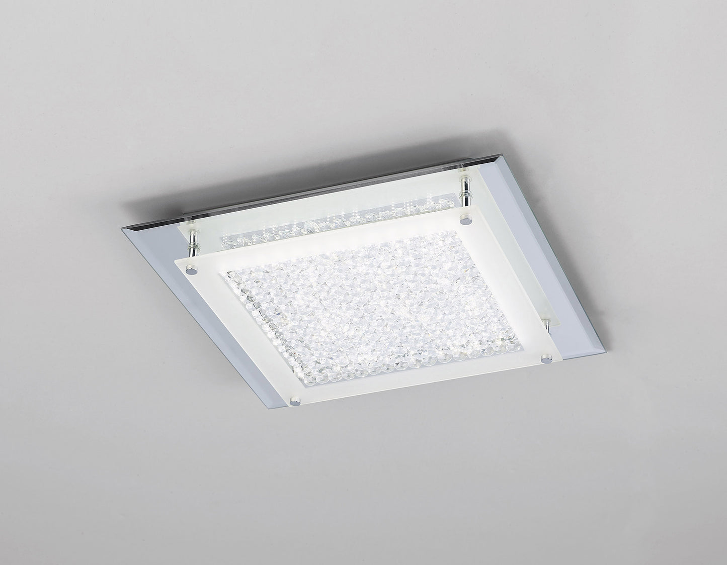 Cristal Flush Light 36cm Square 18W LED 4000K, 1800lm, Polished Chrome / Cristal, 3yrs Warranty by Mantra