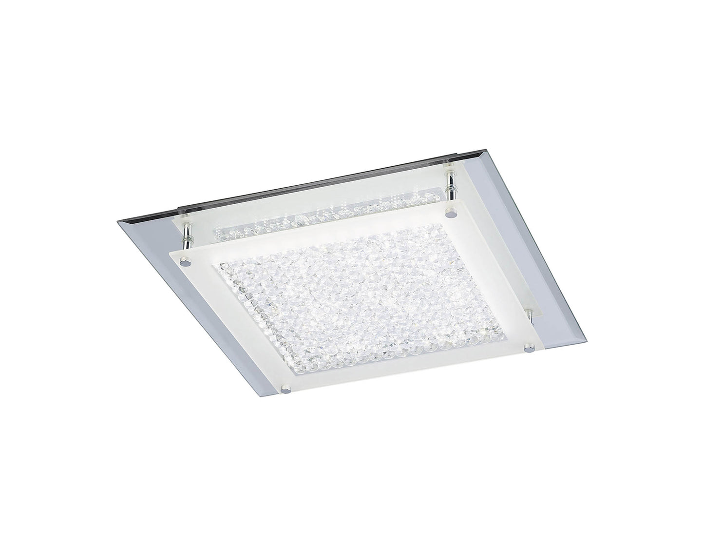 Cristal Flush Light 36cm Square 18W LED 4000K, 1800lm, Polished Chrome / Cristal, 3yrs Warranty by Mantra