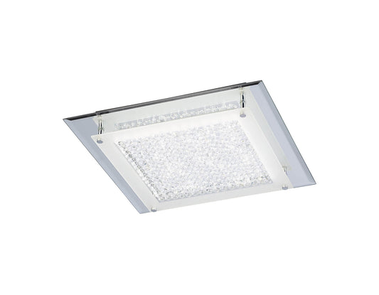 Cristal Flush Light 36cm Square 18W LED 4000K, 1800lm, Polished Chrome / Cristal, 3yrs Warranty by Mantra