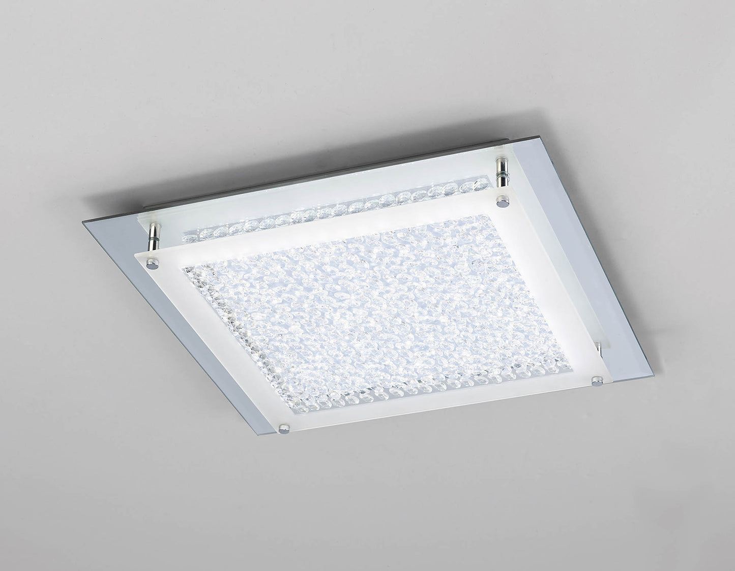 Cristal Flush Light 42cm Square 21W LED 4000K, 2100lm, Polished Chrome / Cristal, 3yrs Warranty by Mantra