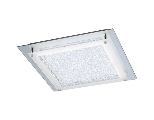 Cristal Flush Light 42cm Square 21W LED 4000K, 2100lm, Polished Chrome / Cristal, 3yrs Warranty by Mantra