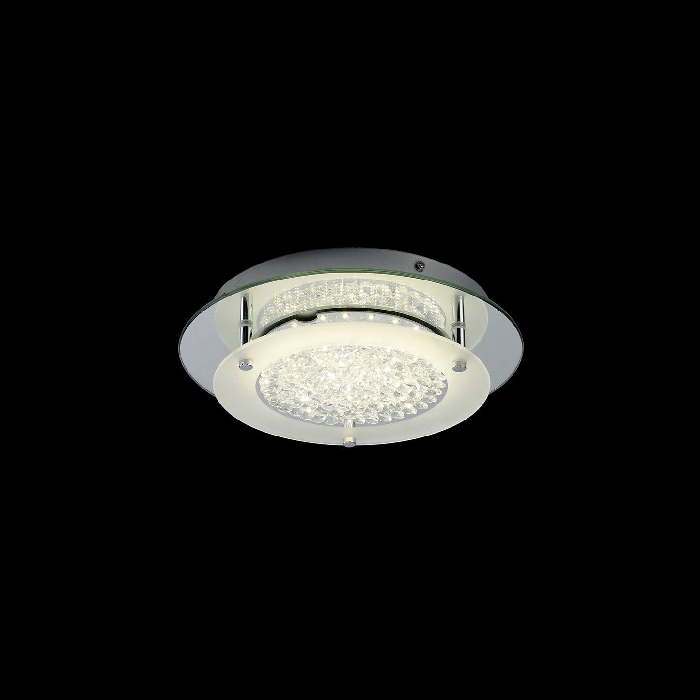 Cristal Flush Light 28cm Round 12W LED 4000K, 1200lm, Polished Chrome / Cristal, 3yrs Warranty by Mantra