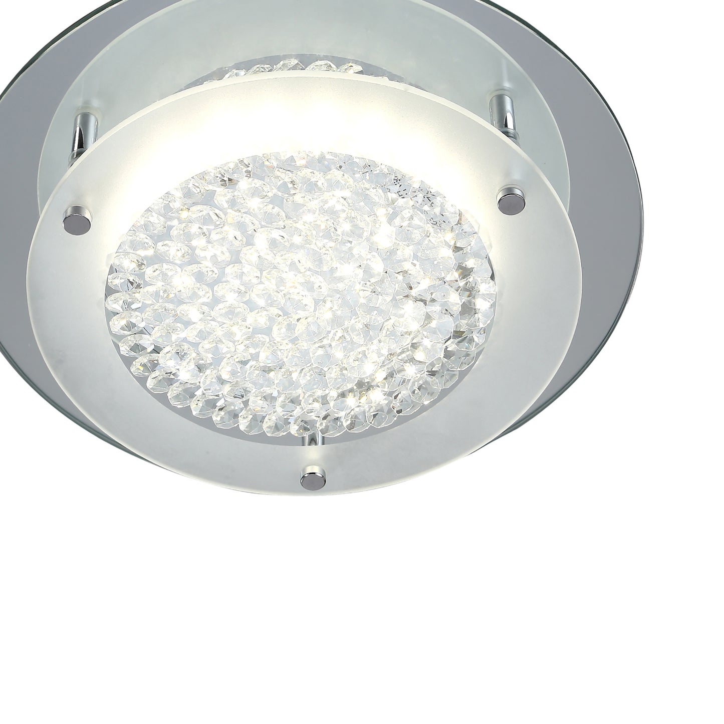 Cristal Flush Light 28cm Round 12W LED 4000K, 1200lm, Polished Chrome / Cristal, 3yrs Warranty by Mantra