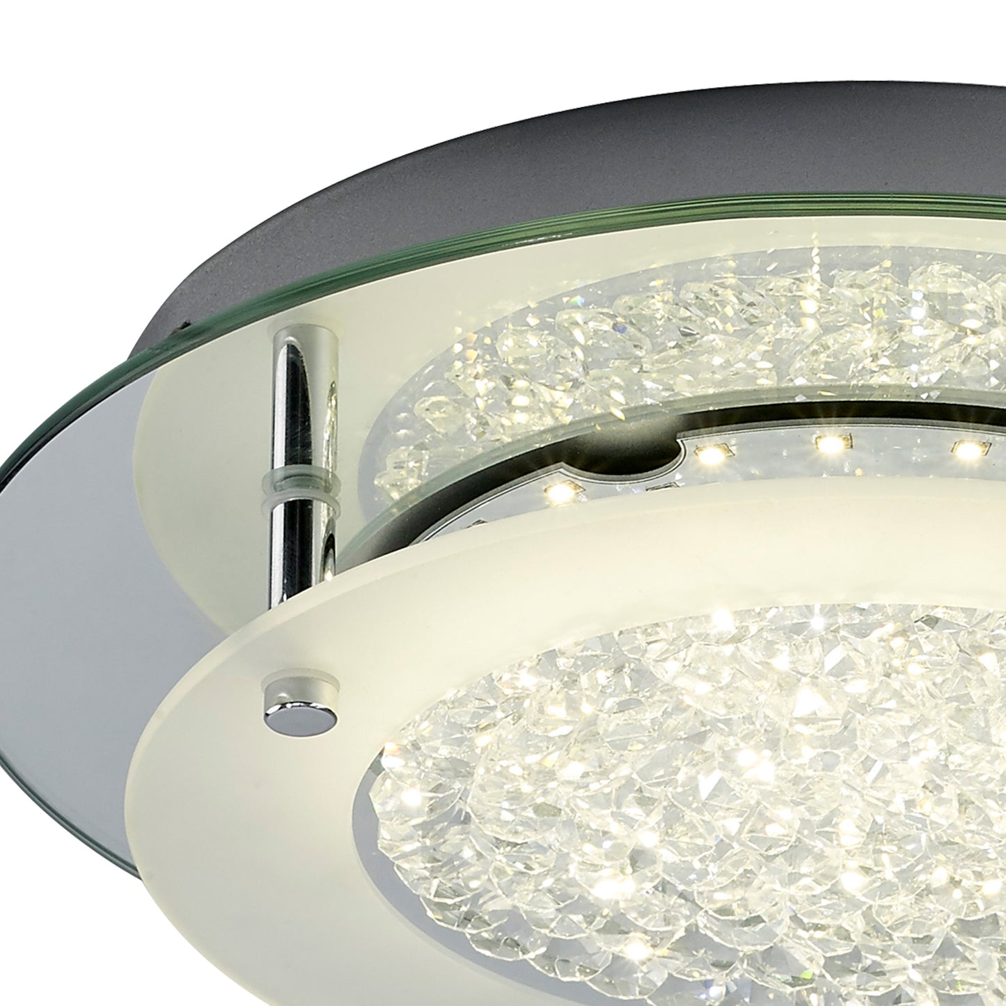 Cristal Flush Light 28cm Round 12W LED 4000K, 1200lm, Polished Chrome / Cristal, 3yrs Warranty by Mantra