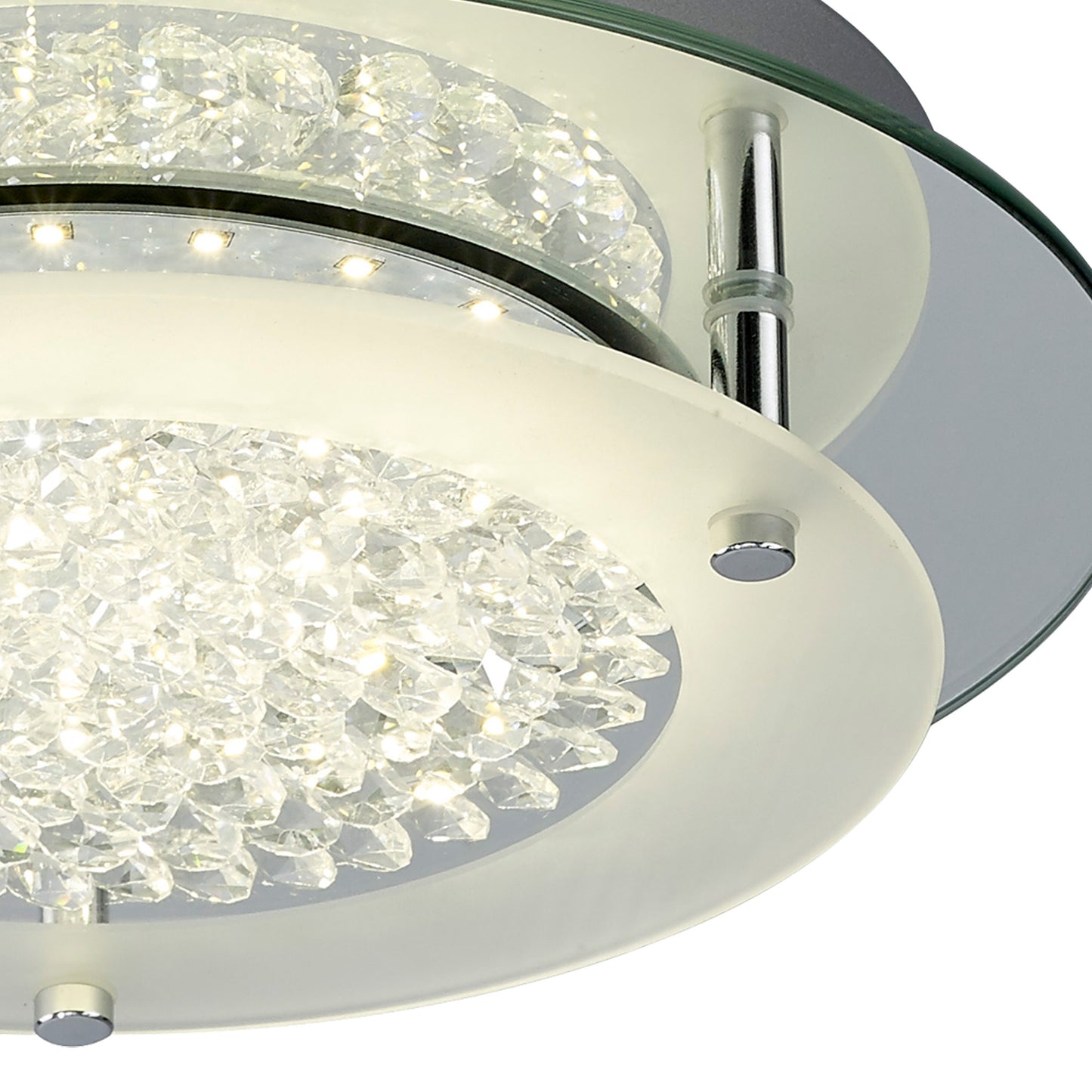 Cristal Flush Light 28cm Round 12W LED 4000K, 1200lm, Polished Chrome / Cristal, 3yrs Warranty by Mantra