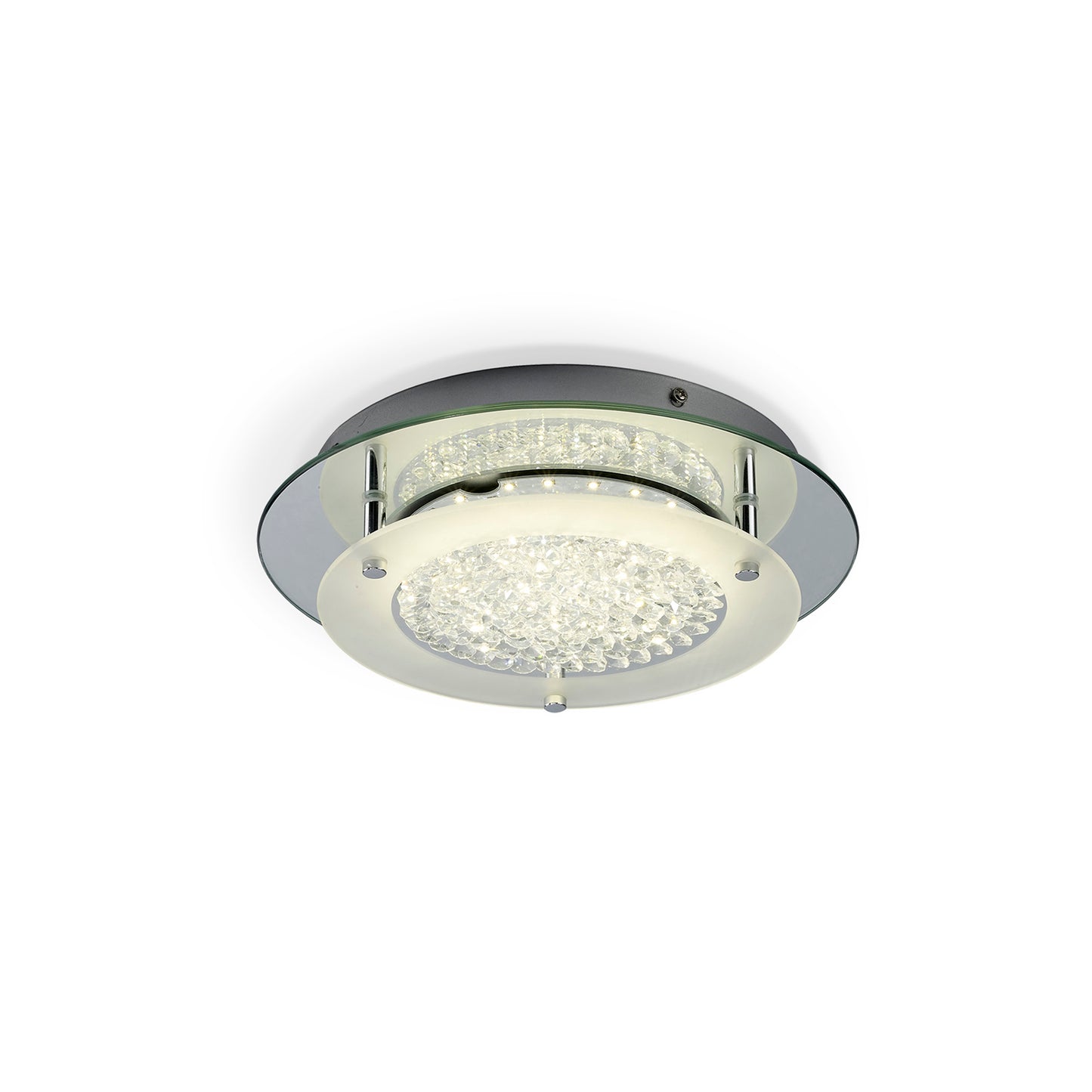 Cristal Flush Light 28cm Round 12W LED 4000K, 1200lm, Polished Chrome / Cristal, 3yrs Warranty by Mantra