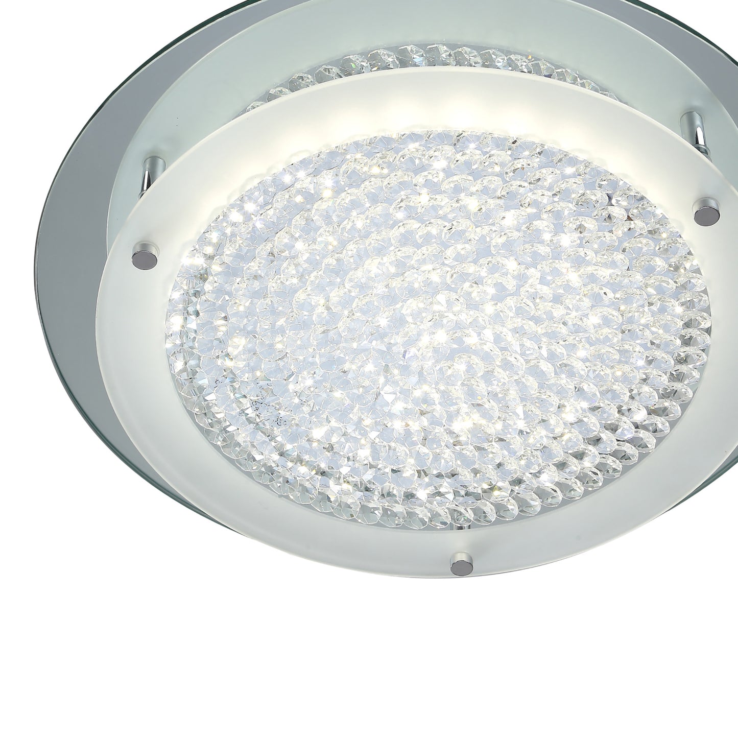 Cristal Flush Light 36cm Round 18W LED 4000K, 1800lm, Polished Chrome / Cristal, 3yrs Warranty by Mantra