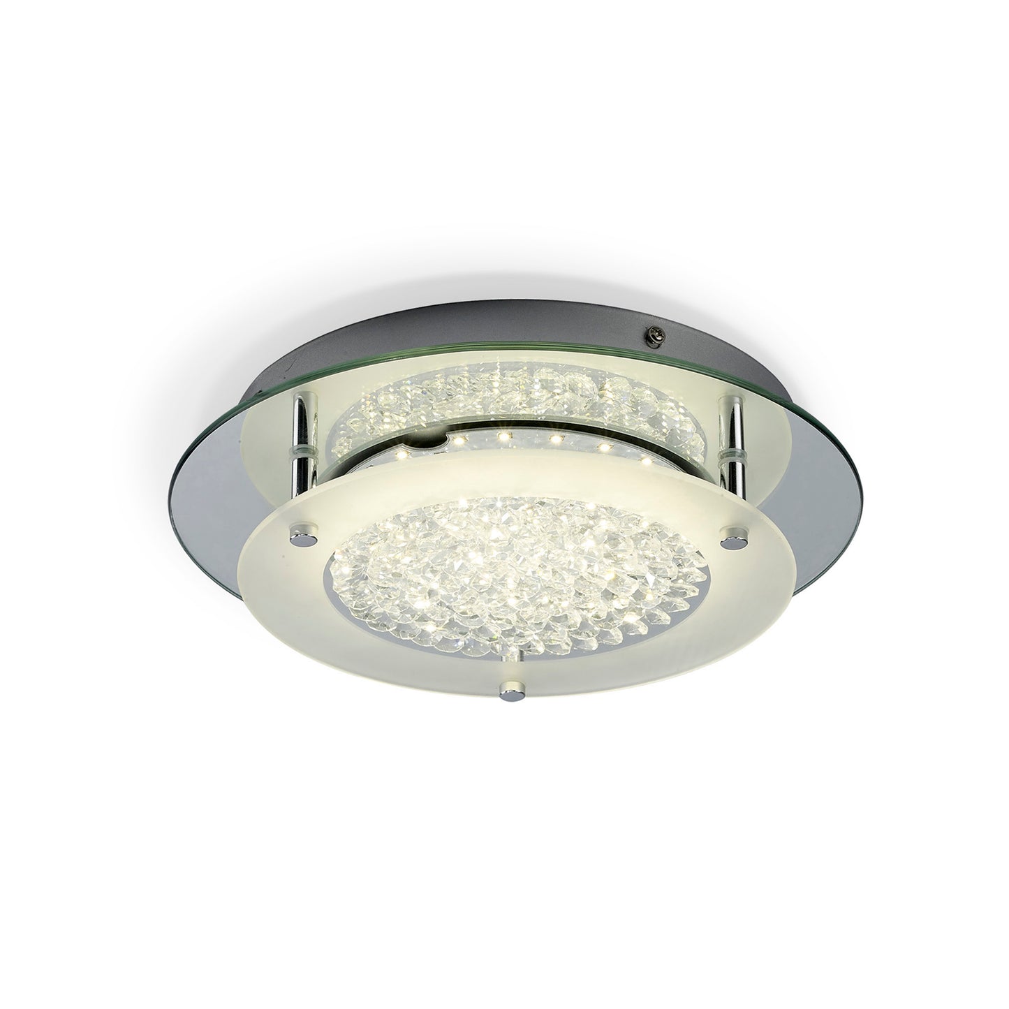 Cristal Flush Light 36cm Round 18W LED 4000K, 1800lm, Polished Chrome / Cristal, 3yrs Warranty by Mantra