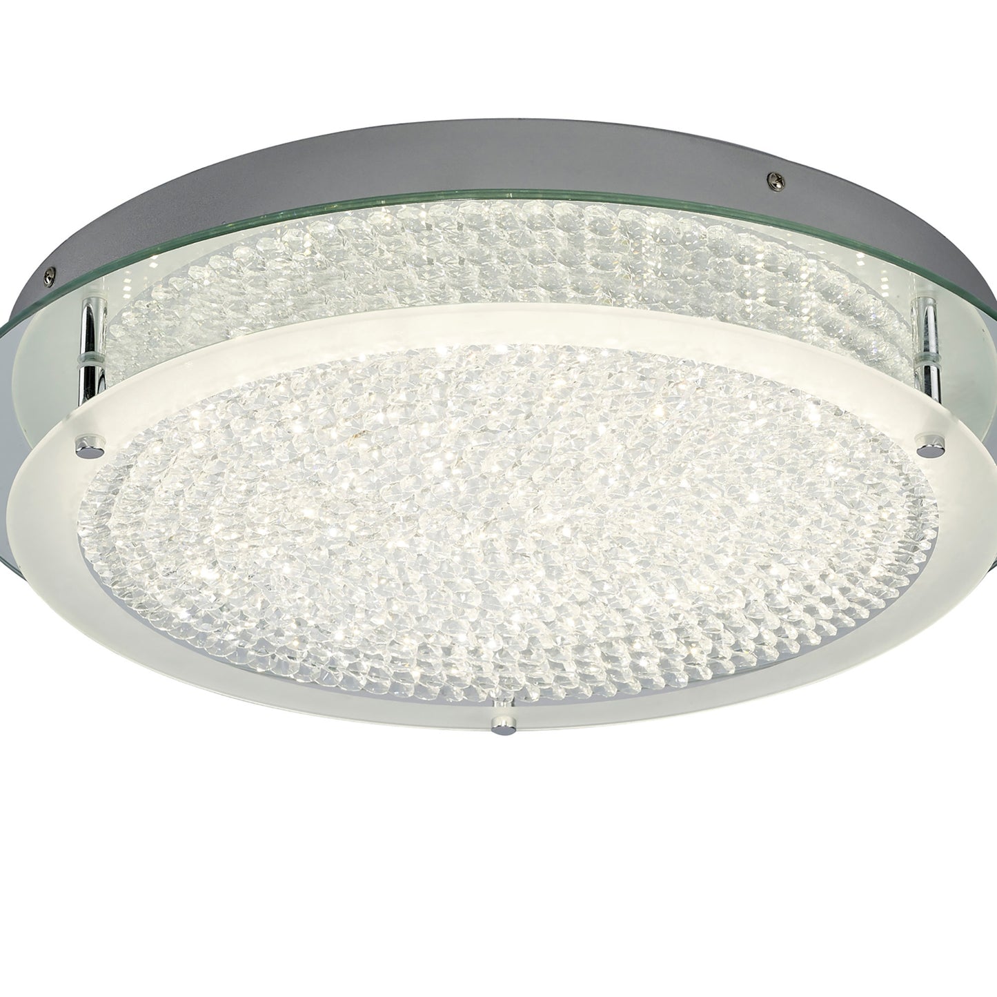 Cristal Flush Light 45cm Round 21W LED 4000K, 2100lm, Polished Chrome / Cristal, 3yrs Warranty by Mantra