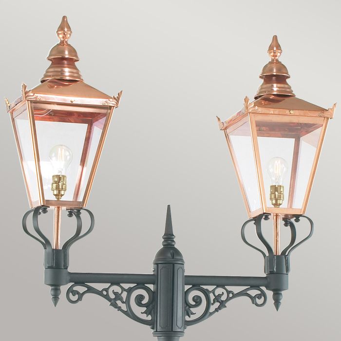 Chelsea Twin Head Lamp Post - Copper & Black