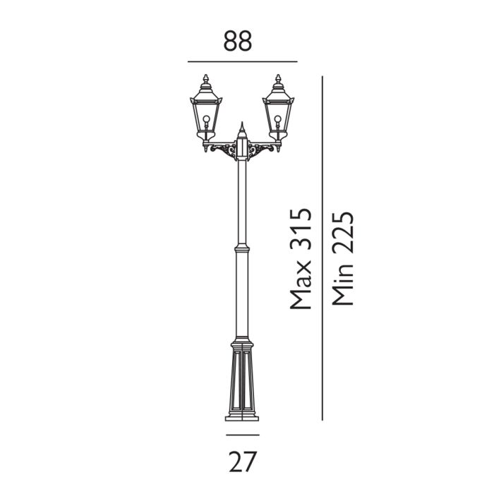 Chelsea Twin Head Lamp Post - Copper & Black