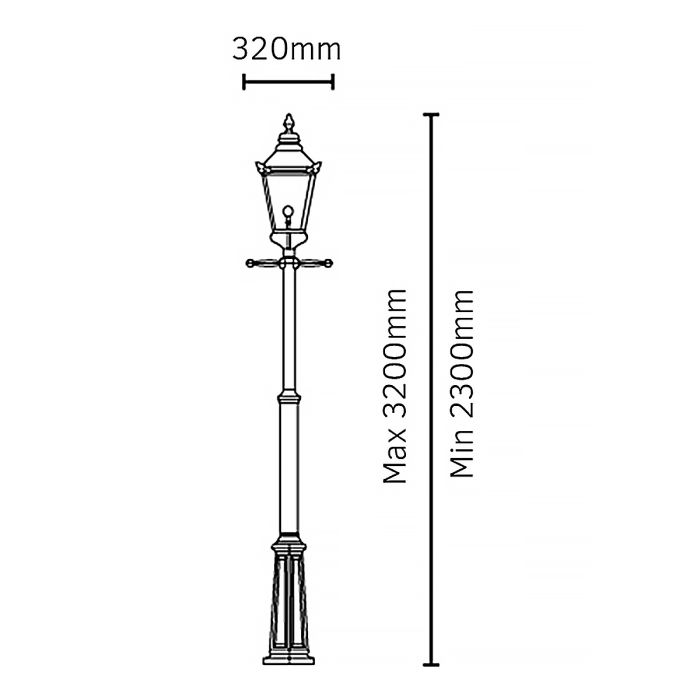 Chelsea 1 Light Grande Lamp Post - Copper & Black