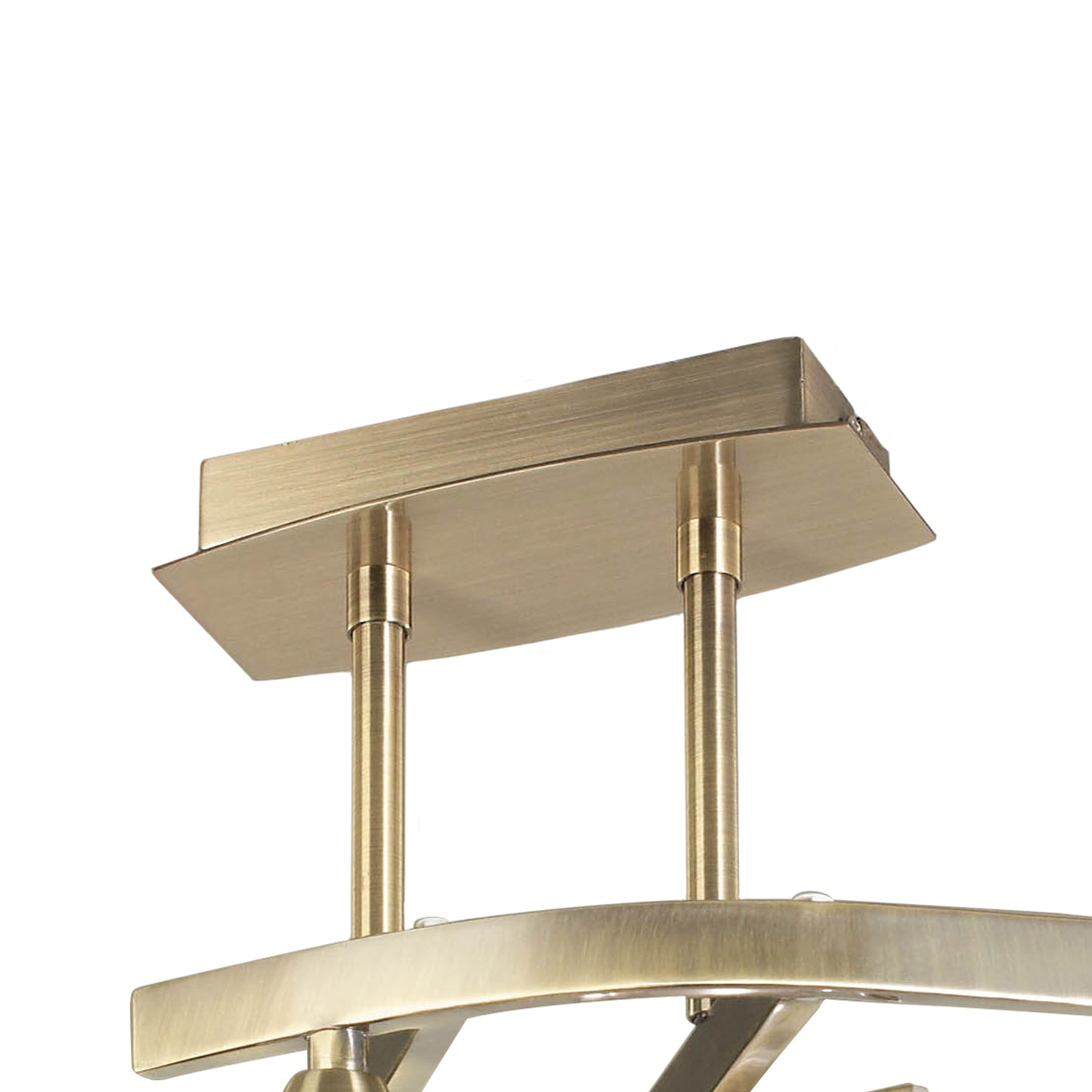 Cuadrax Square Semi Flush 4 Light G9, Antique Brass/Frosted Glass (0997) by Mantra