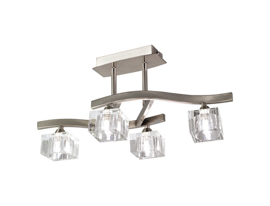 Cuadrax Square Semi Flush 4 Light G9, Satin Nickel (0004049) by Mantra