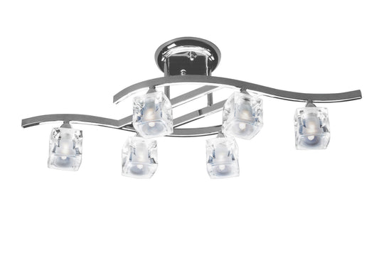 Cuadrax Rectangular Telescopic 6 Light G9 Satin Nickel by Mantra