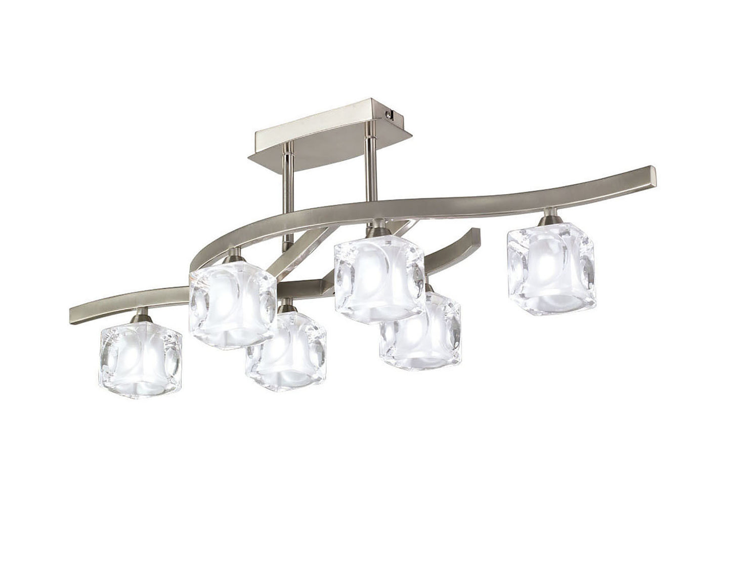 Cuadrax Rectangular Semi Flush 6 Light G9 Satin Nickel (0004023) by Mantra