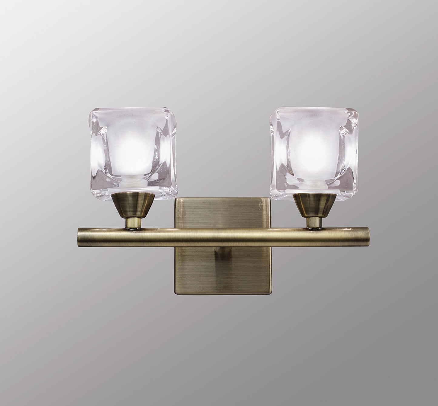 Cuadrax Wall 2 Light G9, Antique Brass/Frosted Glass (0993) by Mantra