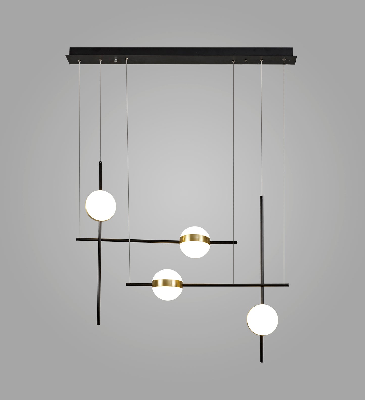 Cuba Criss Cross Linear Pendant 4 Light, 32W LED, 3000K, 2400lm, Gold, Black, 3yrs Warranty by Mantra