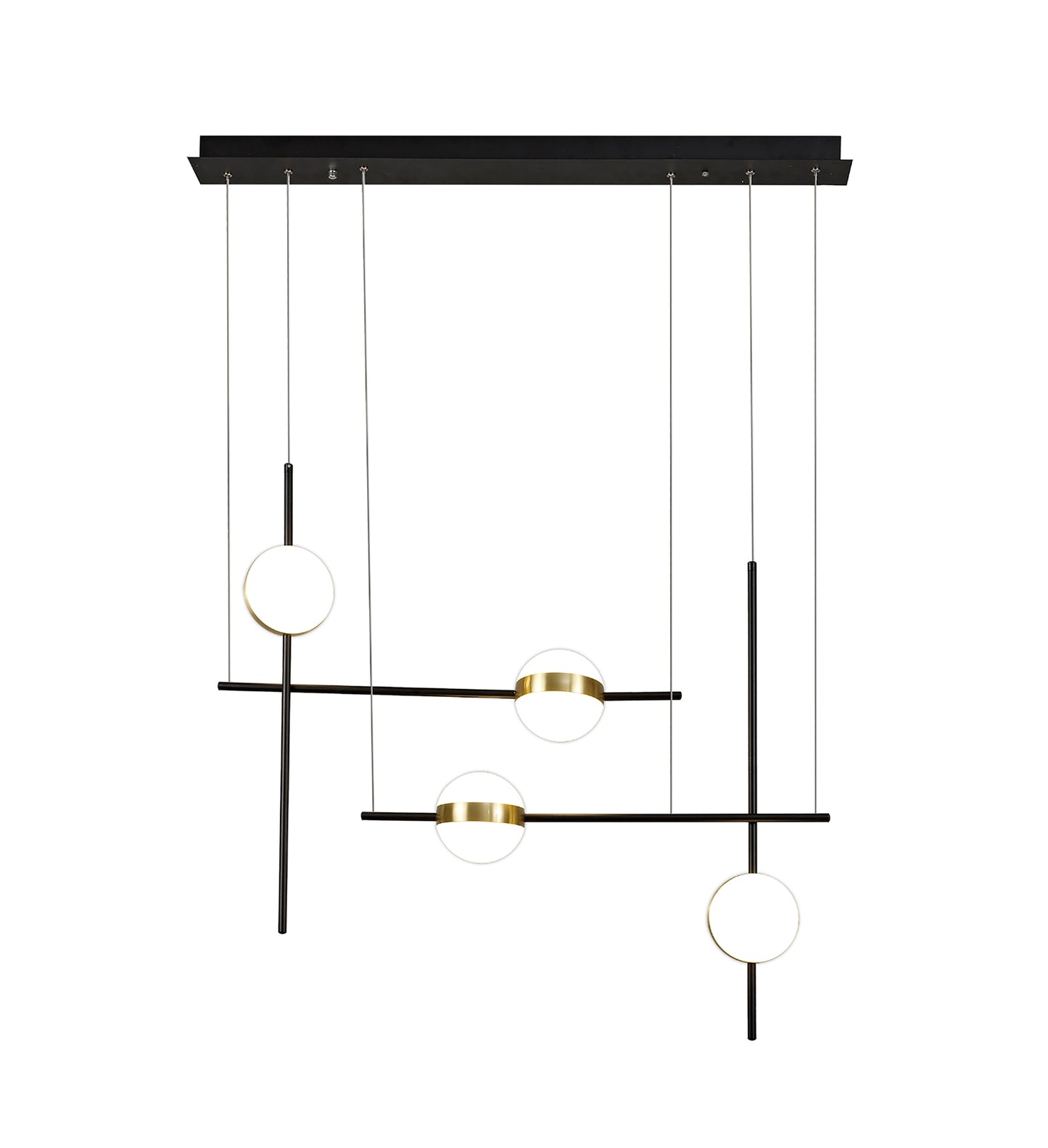 Cuba Criss Cross Linear Pendant 4 Light, 32W LED, 3000K, 2400lm, Gold, Black, 3yrs Warranty by Mantra