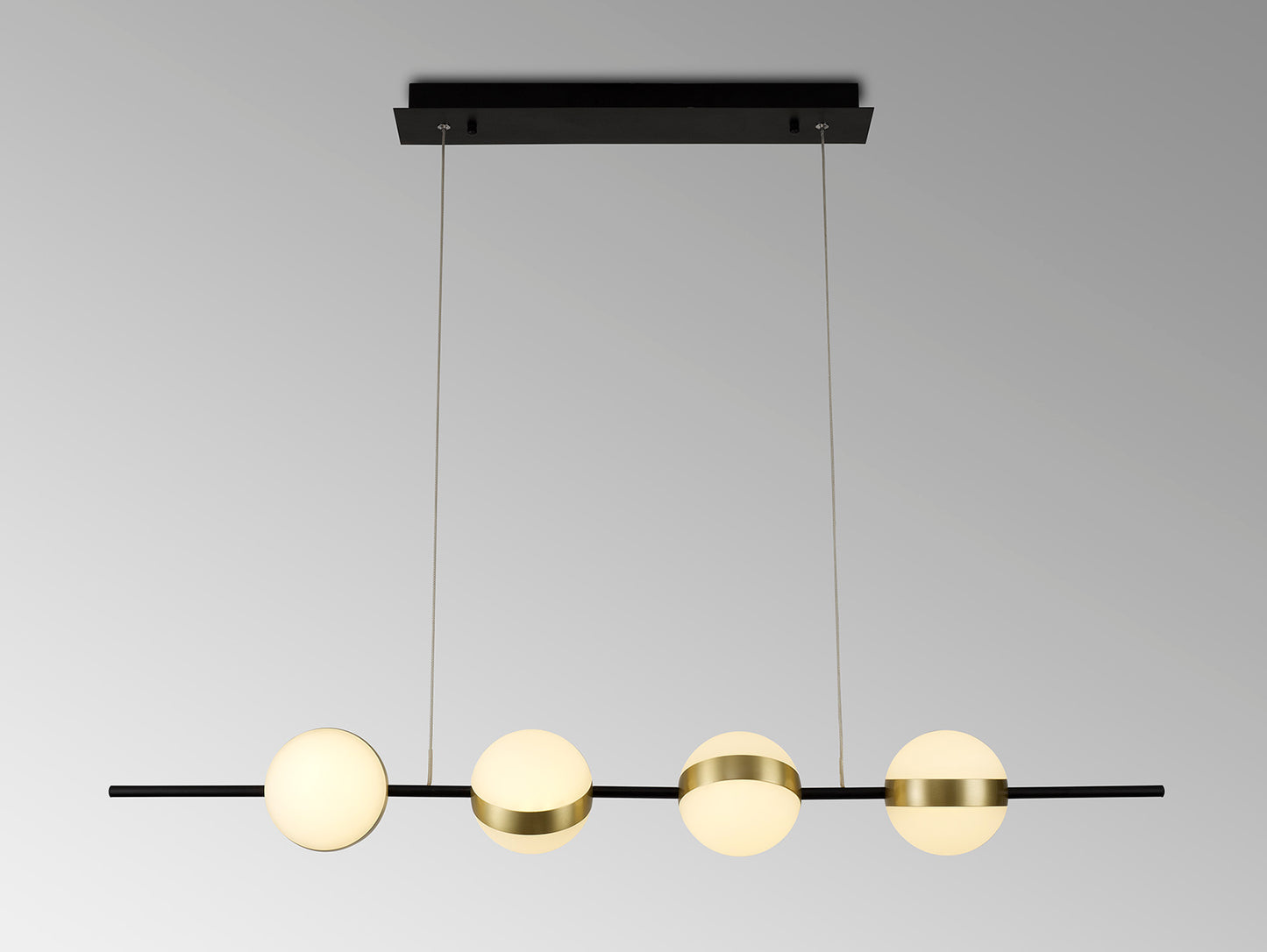 Cuba Linear Pendant 4 Light, 32W LED, 3000K, 2400lm, Gold/Black, 3yrs Warranty by Mantra