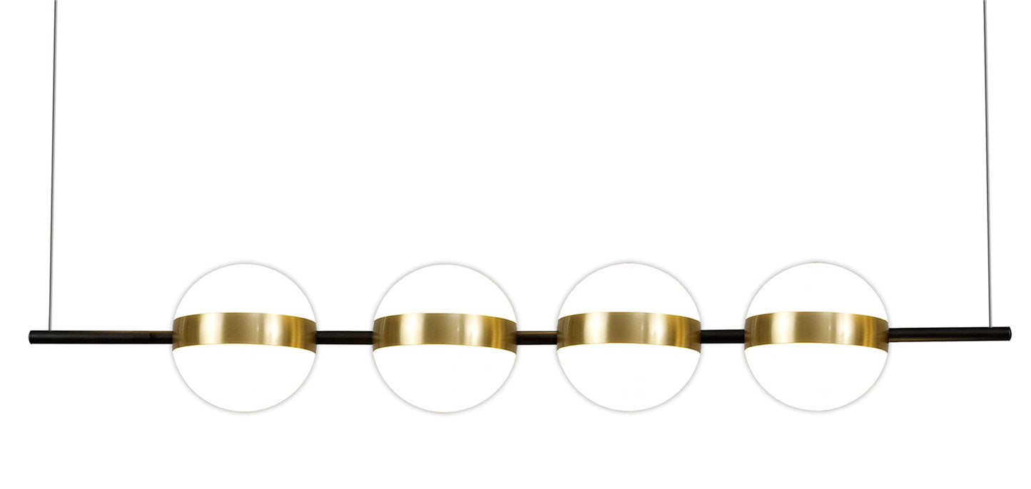 Cuba Linear Pendant 4 Light, 32W LED, 3000K, 2400lm, Gold/Black, 3yrs Warranty by Mantra