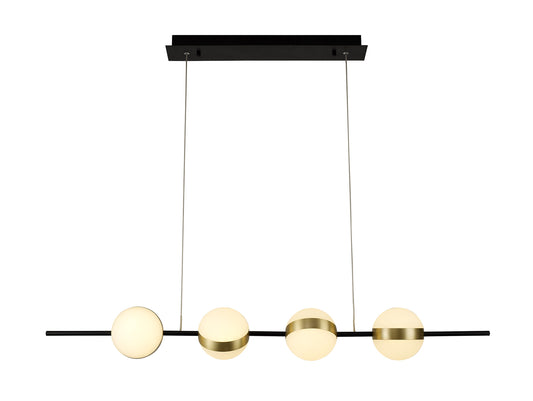 Cuba Linear Pendant 4 Light, 32W LED, 3000K, 2400lm, Gold/Black, 3yrs Warranty by Mantra