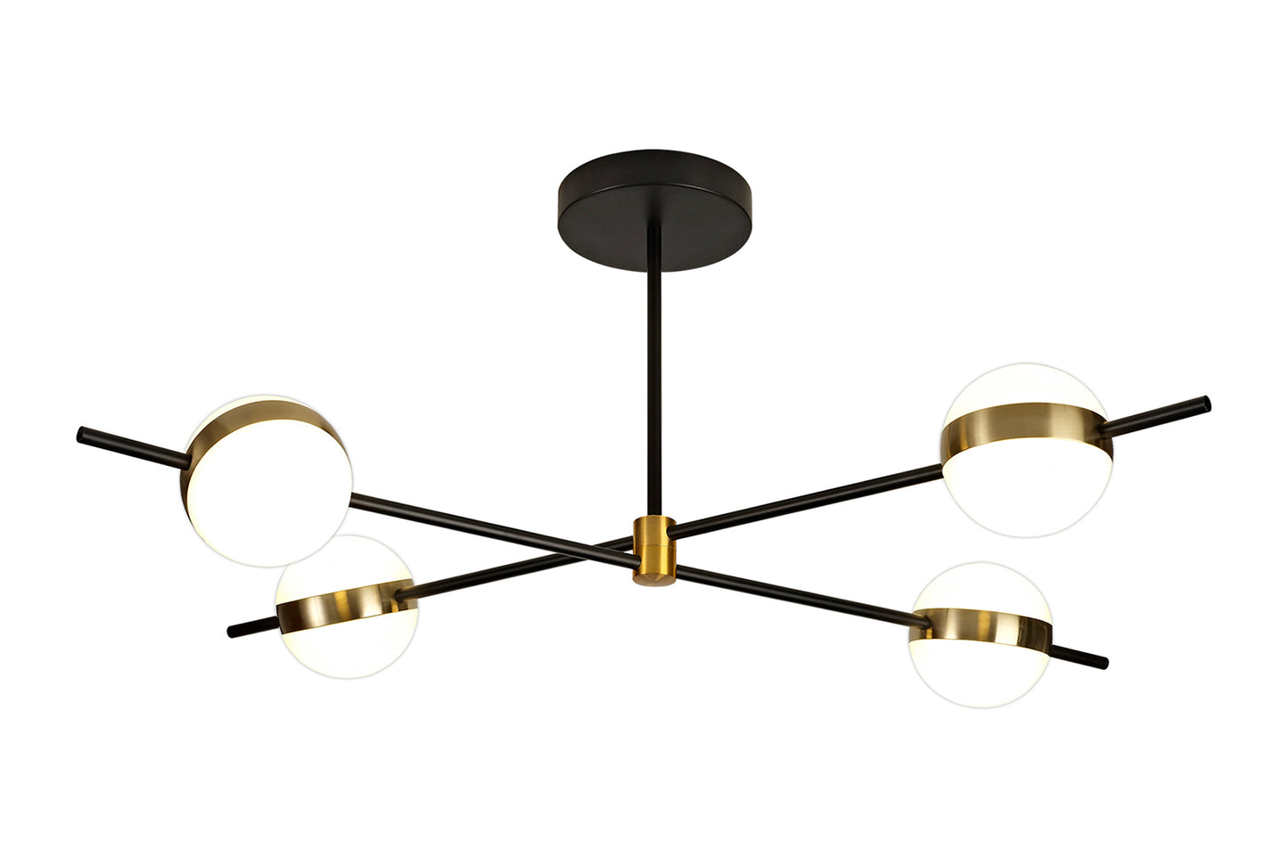 Cuba Ceiling 4 Light, 32W LED, 3000K, 2400lm, Gold/Black, 3yrs Warranty by Mantra