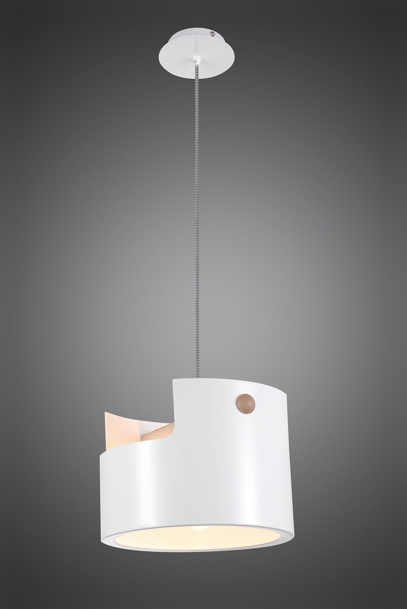 Cube Pendant Large 1x40W, White Metal / Wood by Mantra