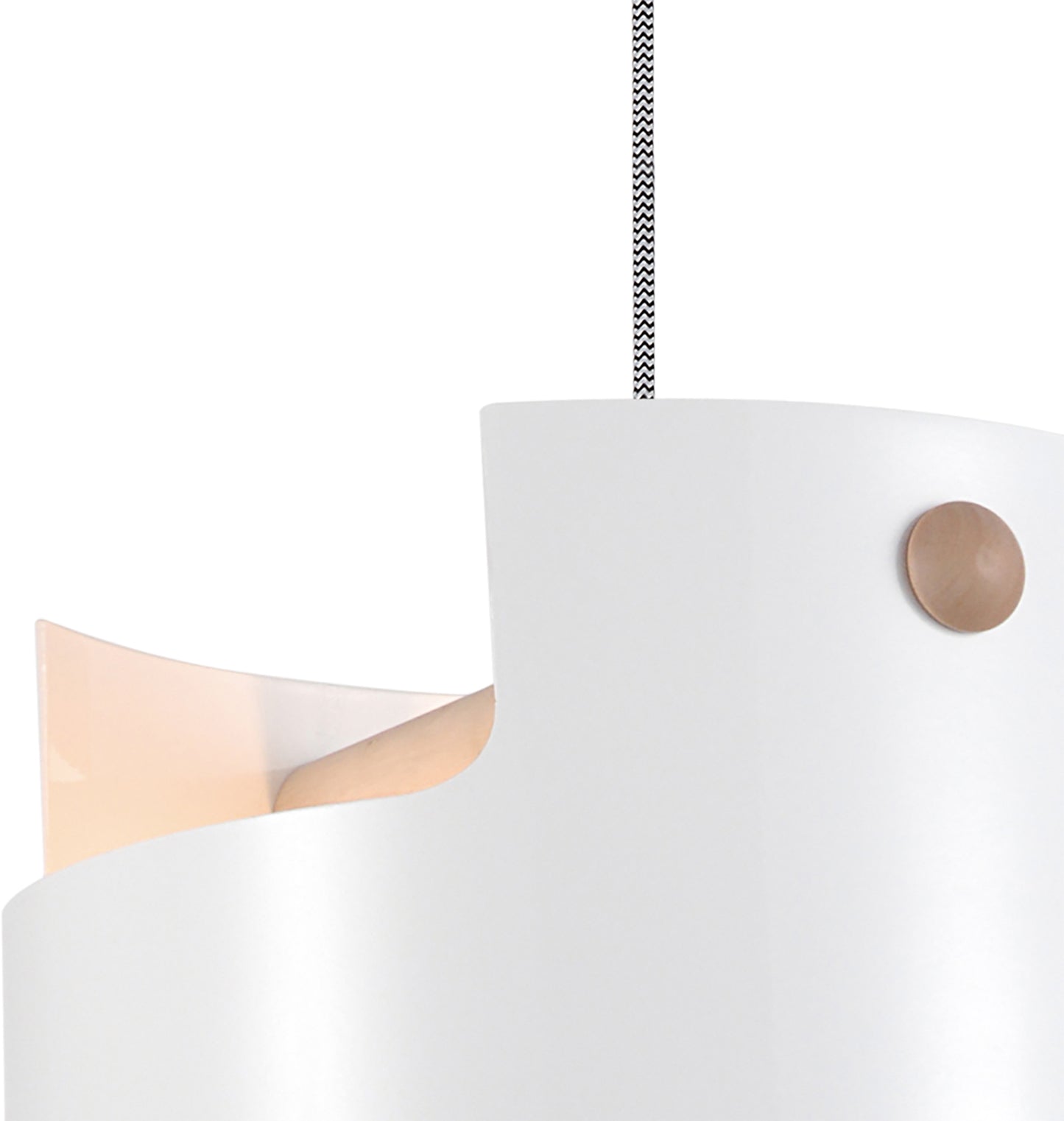 Cube Pendant Large 1x40W, White Metal / Wood by Mantra