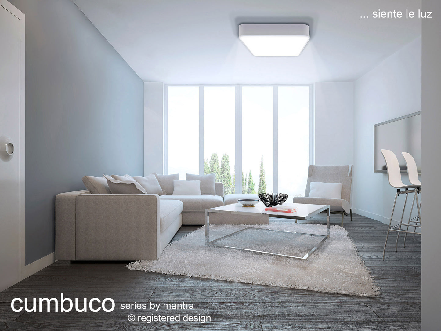 Cumbuco Flush Rectangle, 5100lm, 85W LED 4000K White/Acrylic, 3yrs Warranty by Mantra