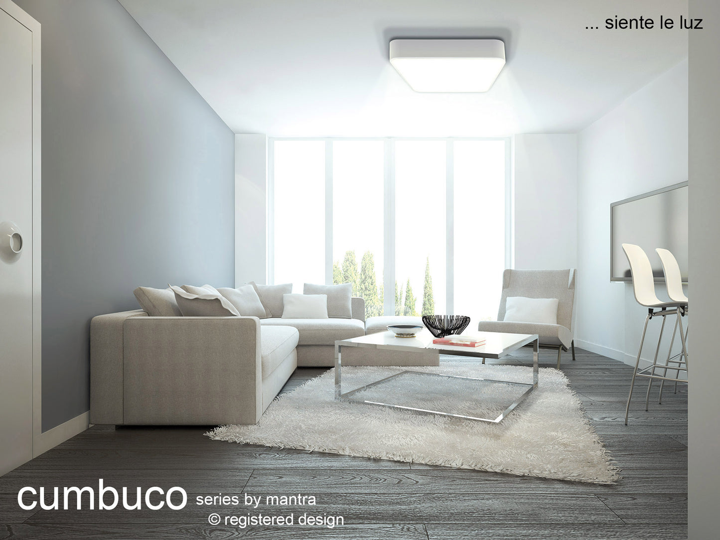 Cumbuco Flush 60cm Square, 4800lm, 80W LED 4000K White/Acrylic, 3yrs Warranty by Mantra