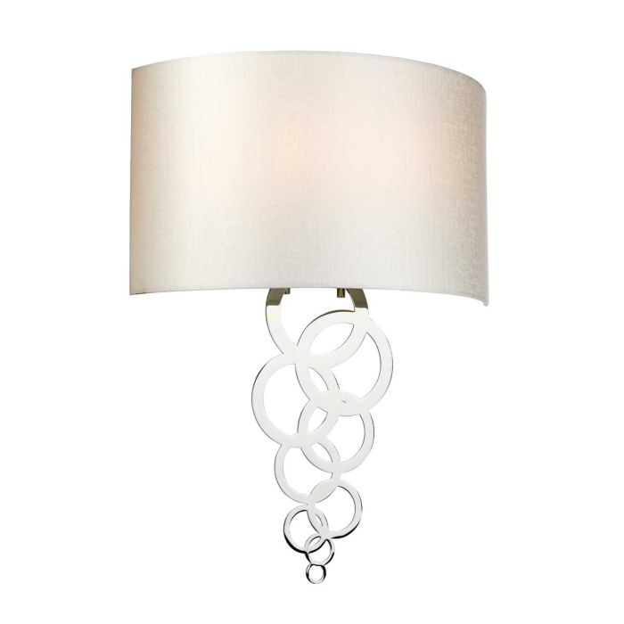 Curtis Large 2 Light Wall Light - Polished Chrome with Ivory Faux Silk Shade