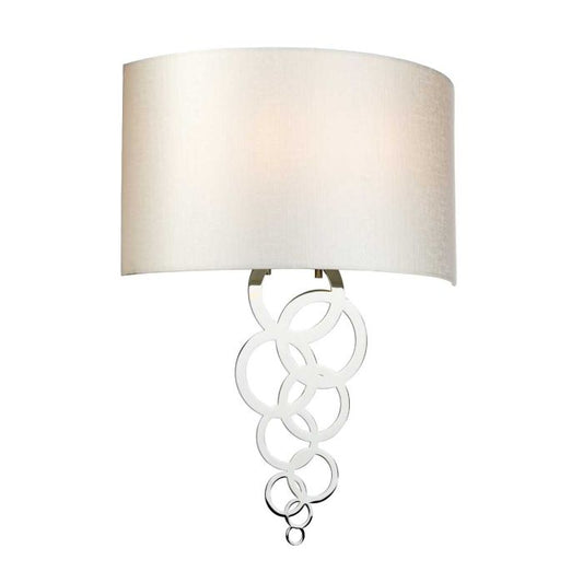 Curtis Large 2 Light Wall Light - Polished Chrome with Ivory Faux Silk Shade