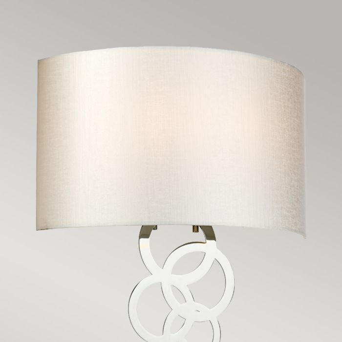 Curtis Large 2 Light Wall Light - Polished Chrome with Ivory Faux Silk Shade