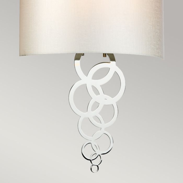 Curtis Large 2 Light Wall Light - Polished Chrome with Ivory Faux Silk Shade