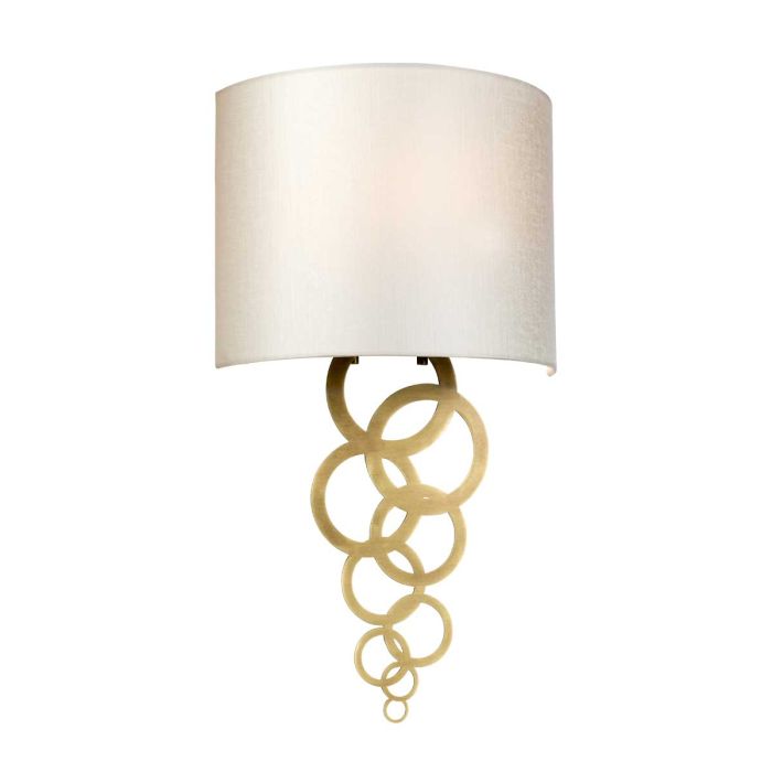 Curtis Medium 1 Light Wall Light - Aged Brass with Ivory Faux Silk Shade